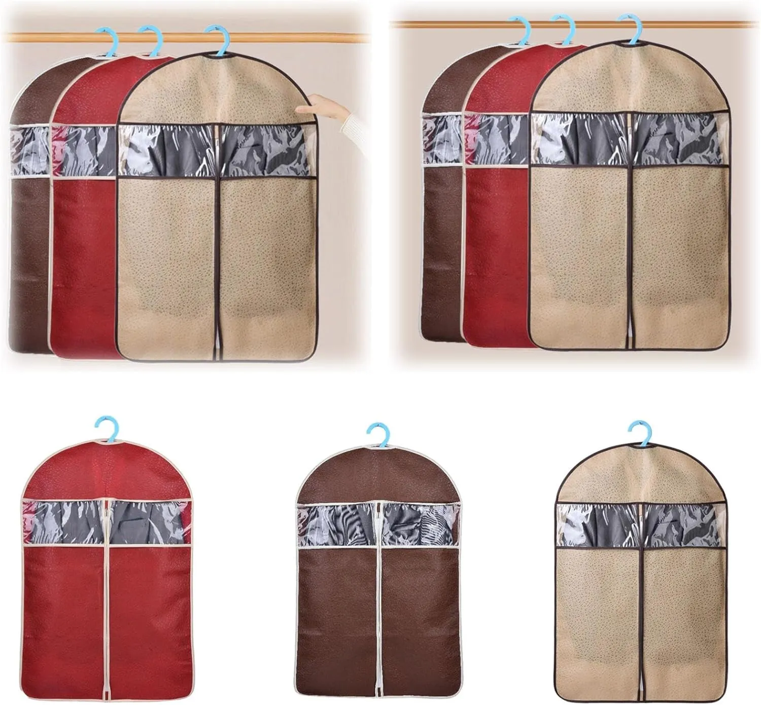 Garment Bags for Hanging Clothes, Breathable Dust Cover, Clothing Bags for Hanging Clothes with Bedroom, Garment Covers for Suits, Suit Garment Cover for Shirts Dresses Coats (B, Large)