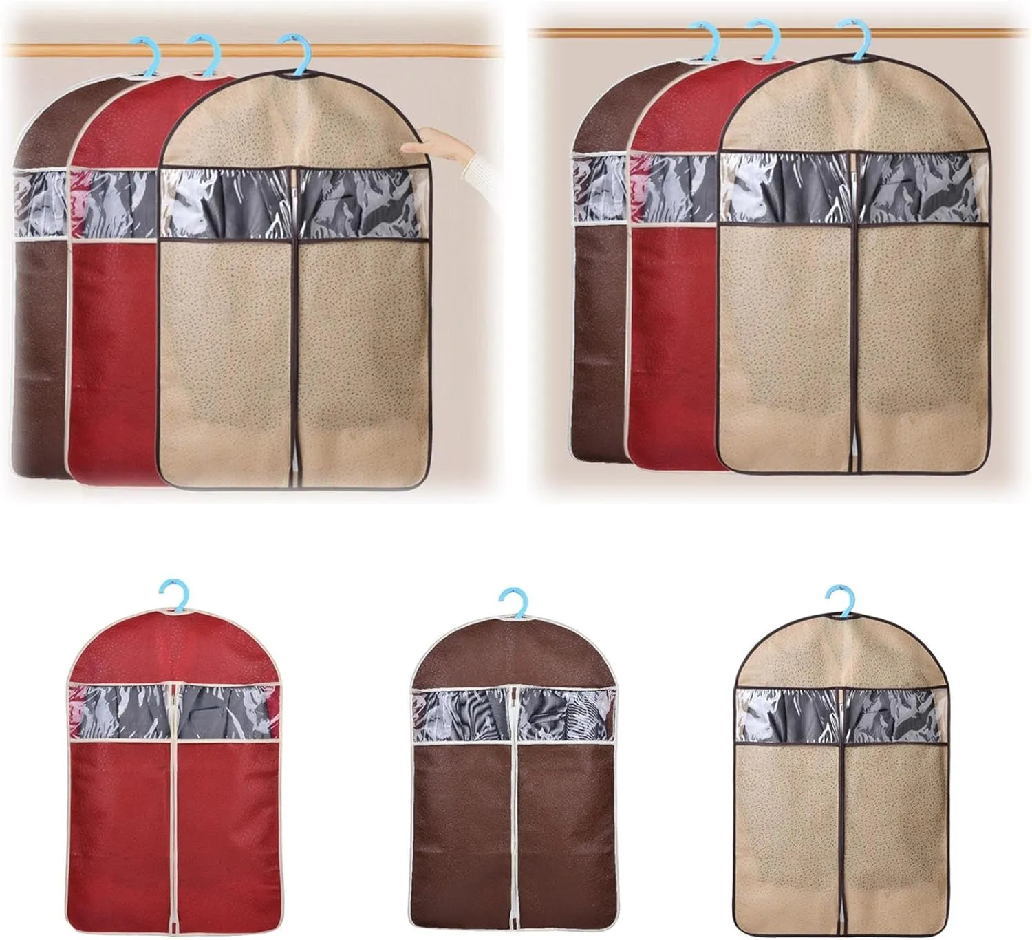 Garment Bags for Hanging Clothes, Breathable Dust Cover, Clothing Bags for Hanging Clothes with Bedroom, Garment Covers for Suits, Suit Garment Cover for Shirts Dresses Coats (B, Medium)