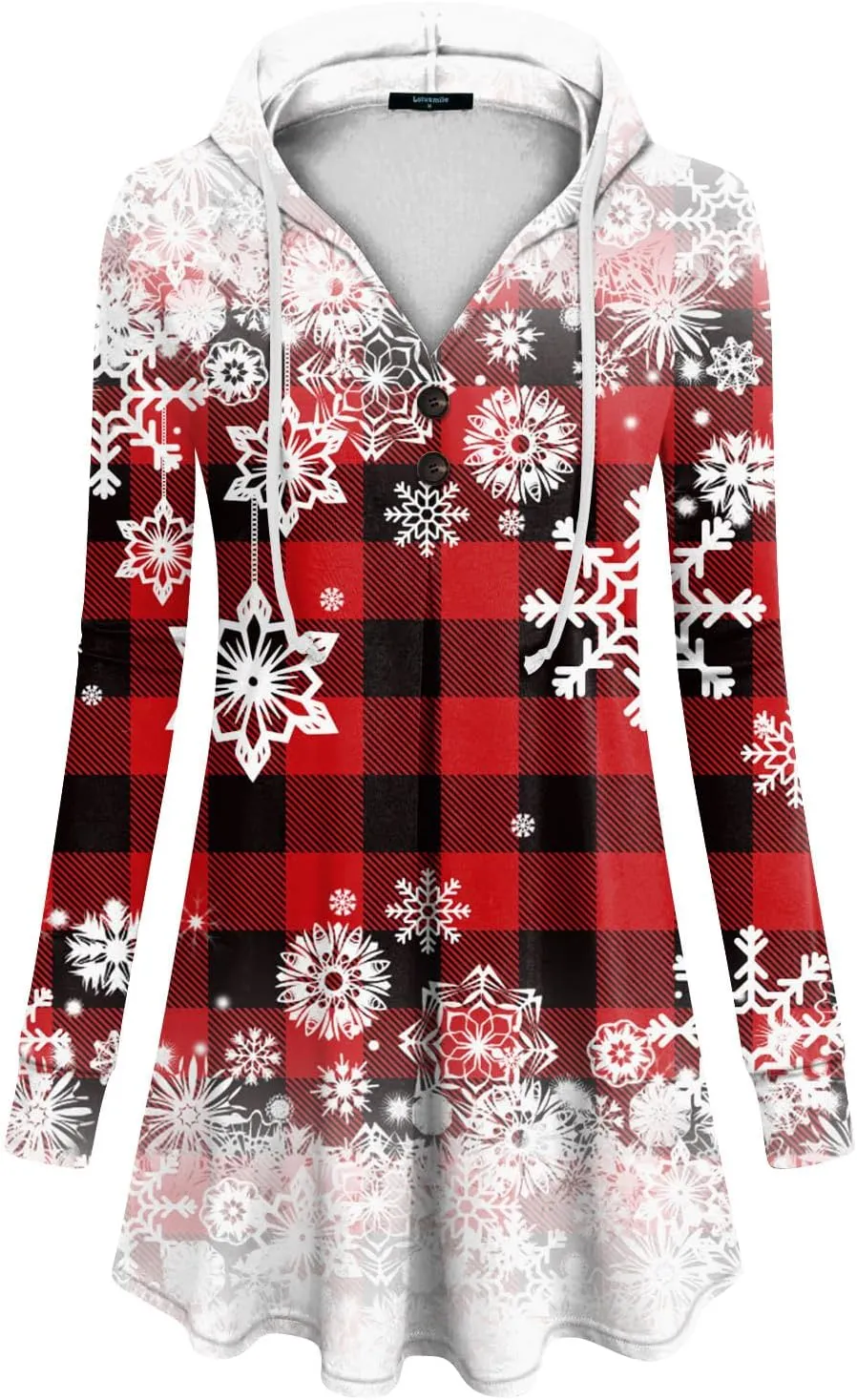 GOFULY Christmas Hoodie Womens Winter Oversized Button Shirt Drawstring Xmas Print Trendy Fall Tunic Tops Christmas Clothes