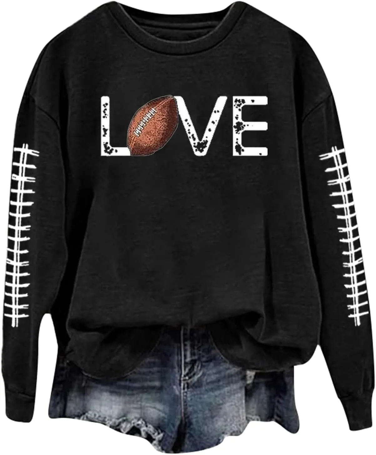 GOFULY Football Sweatshirts For Women Lightweight Game Day Shirts Long Sleeve Fall Sweatshirts 2024 Crewneck Outfits Tops