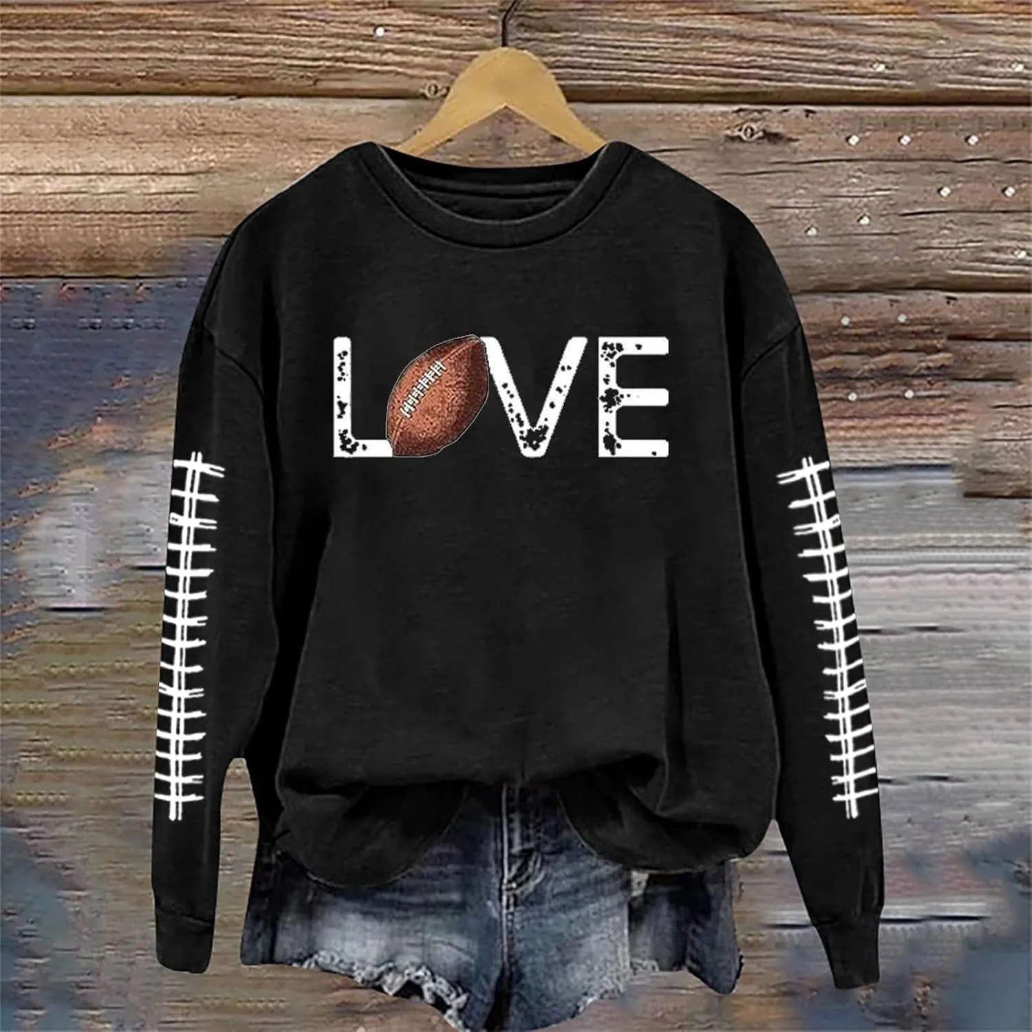 GOFULY Football Sweatshirts For Women Lightweight Game Day Shirts Long Sleeve Fall Sweatshirts 2024 Crewneck Outfits Tops