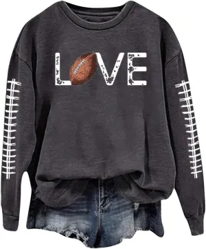 GOFULY Football Sweatshirts For Women Lightweight Game Day Shirts Long Sleeve Fall Sweatshirts 2024 Crewneck Outfits Tops