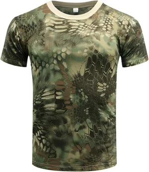 GOKKILRW Men's T Shirts Casual Camo Printed Lightweight Quick Dry Plus Size Crewneck Short Sleeve Military Hunting Tees