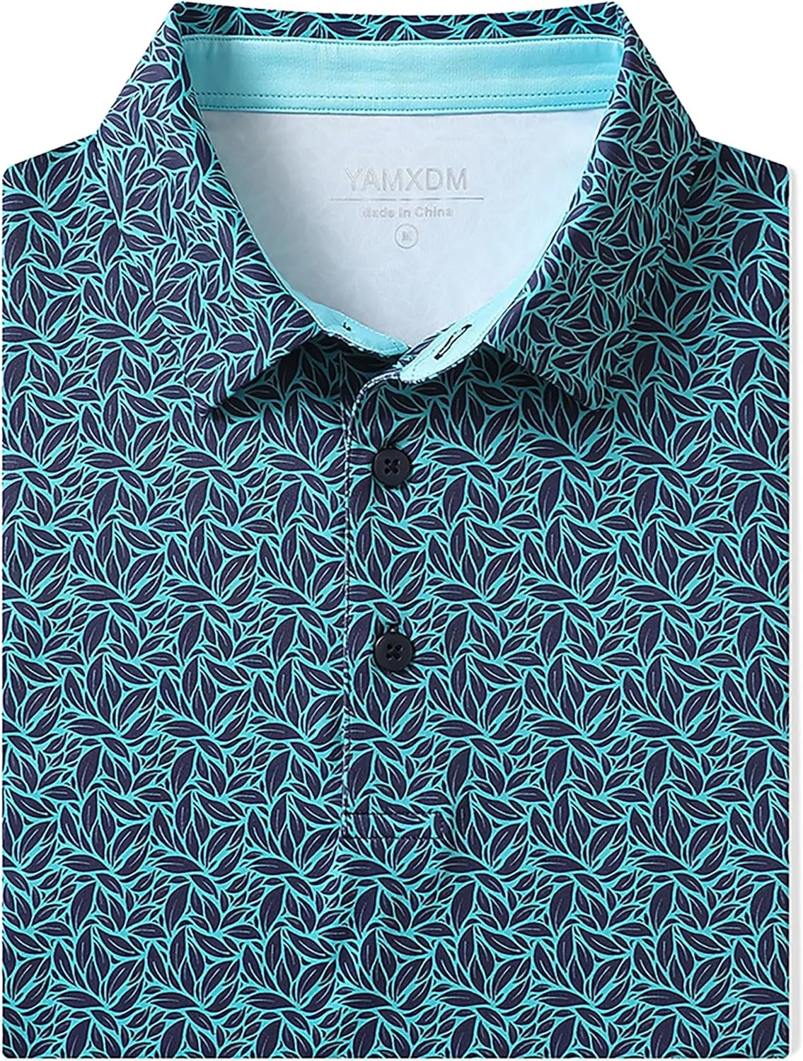 Golf Polo Shirts for Men - Print Moisture Wicking Quick Dry Short Sleeve Collared Polo Shirts for Golf Tennis Wear