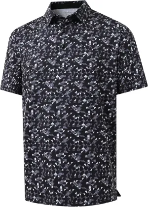 Golf Polo Shirts for Men - Print Moisture Wicking Quick Dry Short Sleeve Collared Polo Shirts for Golf Tennis Wear