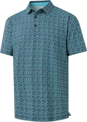 Golf Polo Shirts for Men - Print Moisture Wicking Quick Dry Short Sleeve Collared Polo Shirts for Golf Tennis Wear