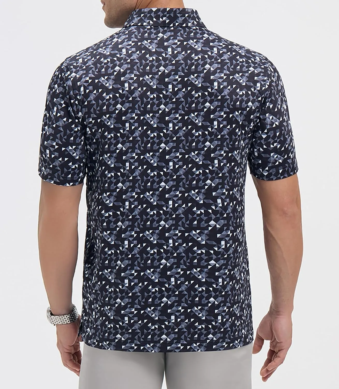 Golf Polo Shirts for Men - Print Moisture Wicking Quick Dry Short Sleeve Collared Polo Shirts for Golf Tennis Wear