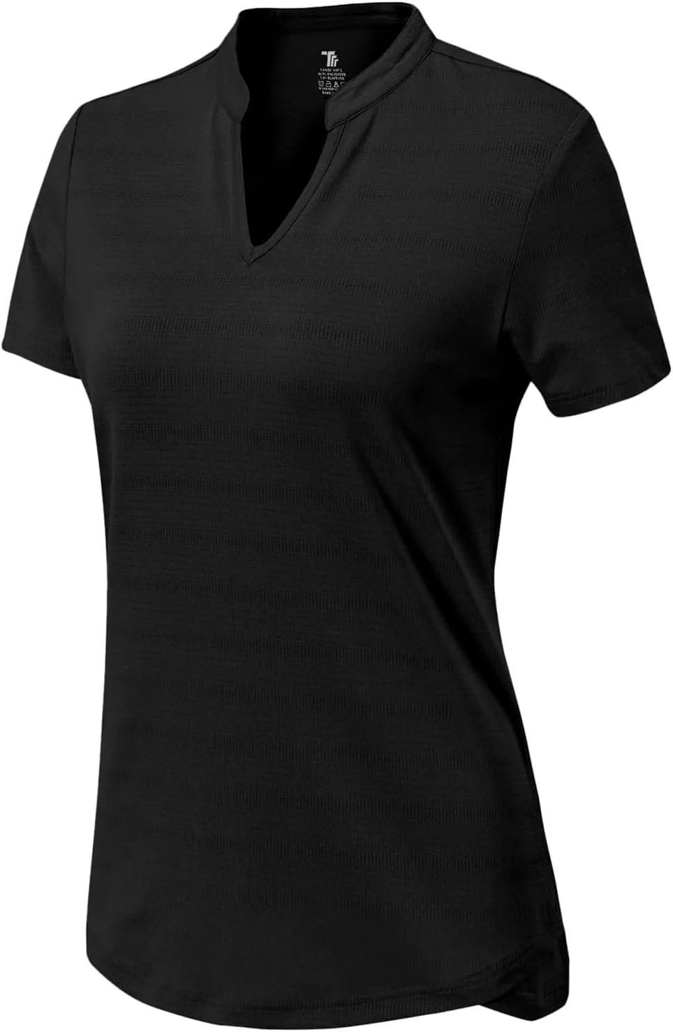 Gopune Women's V Neck Golf Polo Shirts Collarless Short Sleeve Lightweight Quick Dry Tennis Running T-Shirts
