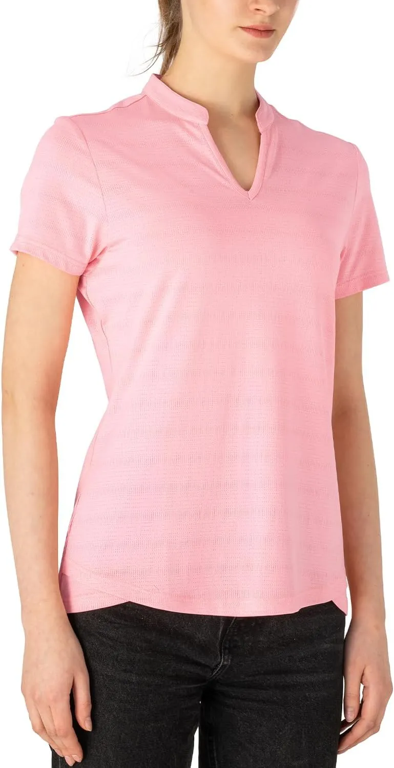 Gopune Women's V Neck Golf Polo Shirts Collarless Short Sleeve Lightweight Quick Dry Tennis Running T-Shirts