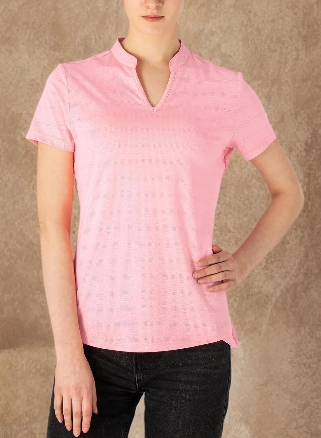 Gopune Women's V Neck Golf Polo Shirts Collarless Short Sleeve Lightweight Quick Dry Tennis Running T-Shirts