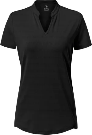 Gopune Women's V Neck Golf Polo Shirts Collarless Short Sleeve Lightweight Quick Dry Tennis Running T-Shirts