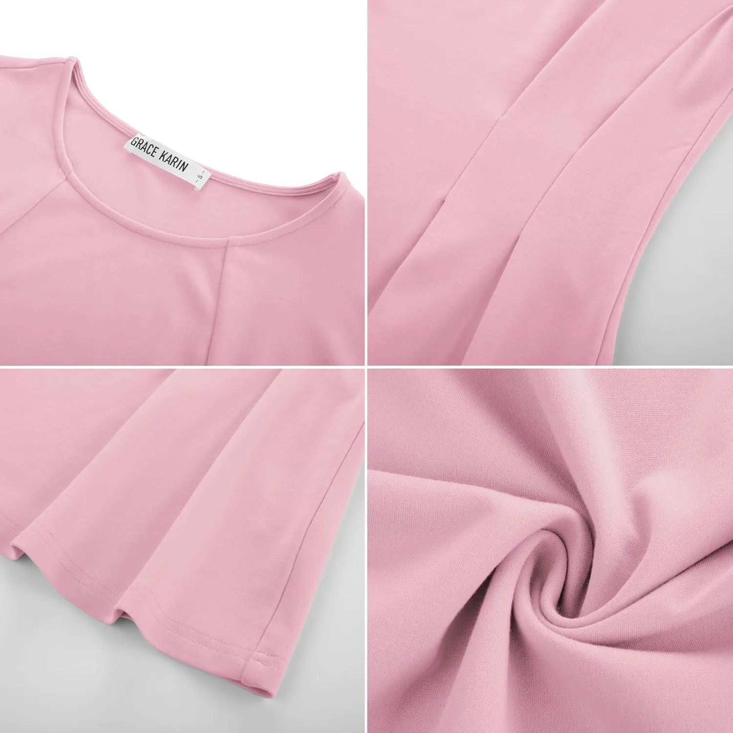 GRACE KARIN Women's Cap Sleeve Peplum Tops Crew Neck Elegant Dressy Casual Blouses Sleveeless Business Work Shirts