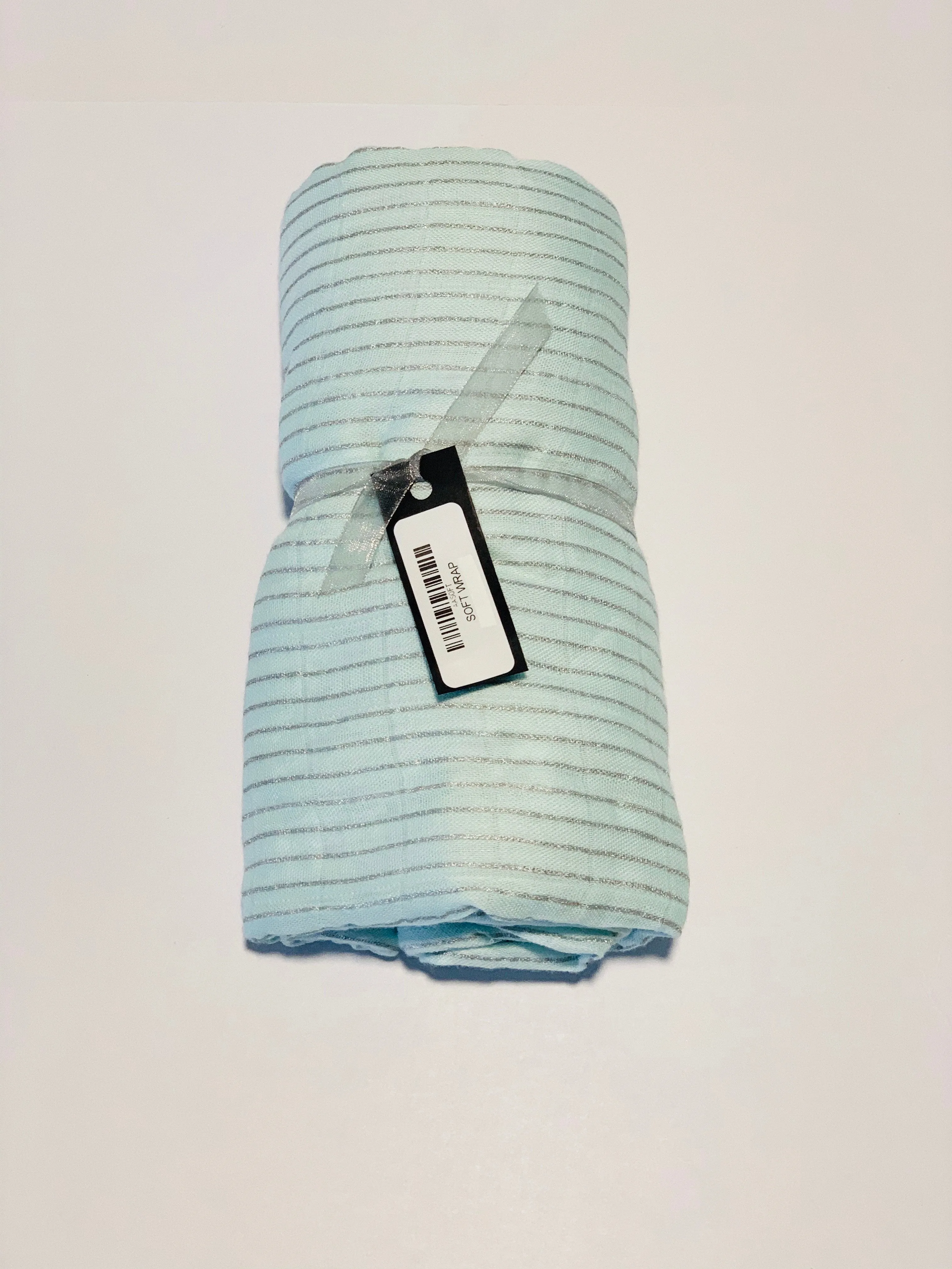 Green and silver striped muslin wrap brand new