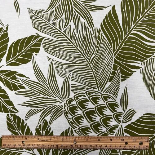 Green Pineapple & Leaves | Beige 0223 WHT-0011C