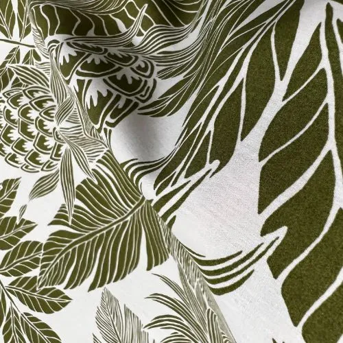 Green Pineapple & Leaves | Beige 0223 WHT-0011C
