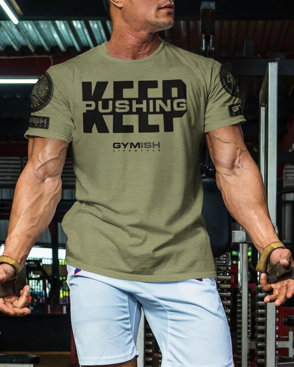 Gymish Lifestyle Keep Pushing Inspirational Gym Shirt to Push Your Self Workout Tshirt