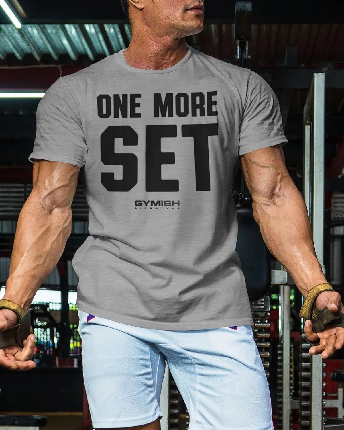 Gymish Lifestyle One More Set Motivational Lifting T-Shirt, Gym Workout Men Tees