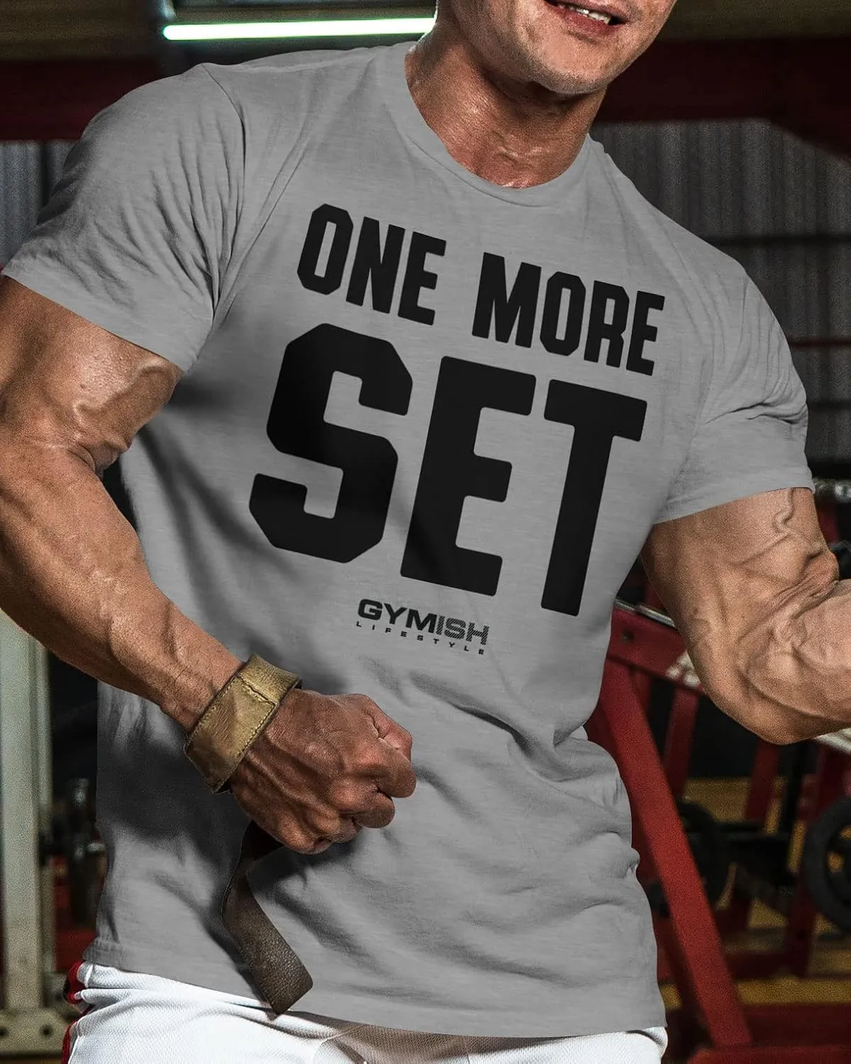 Gymish Lifestyle One More Set Motivational Lifting T-Shirt, Gym Workout Men Tees
