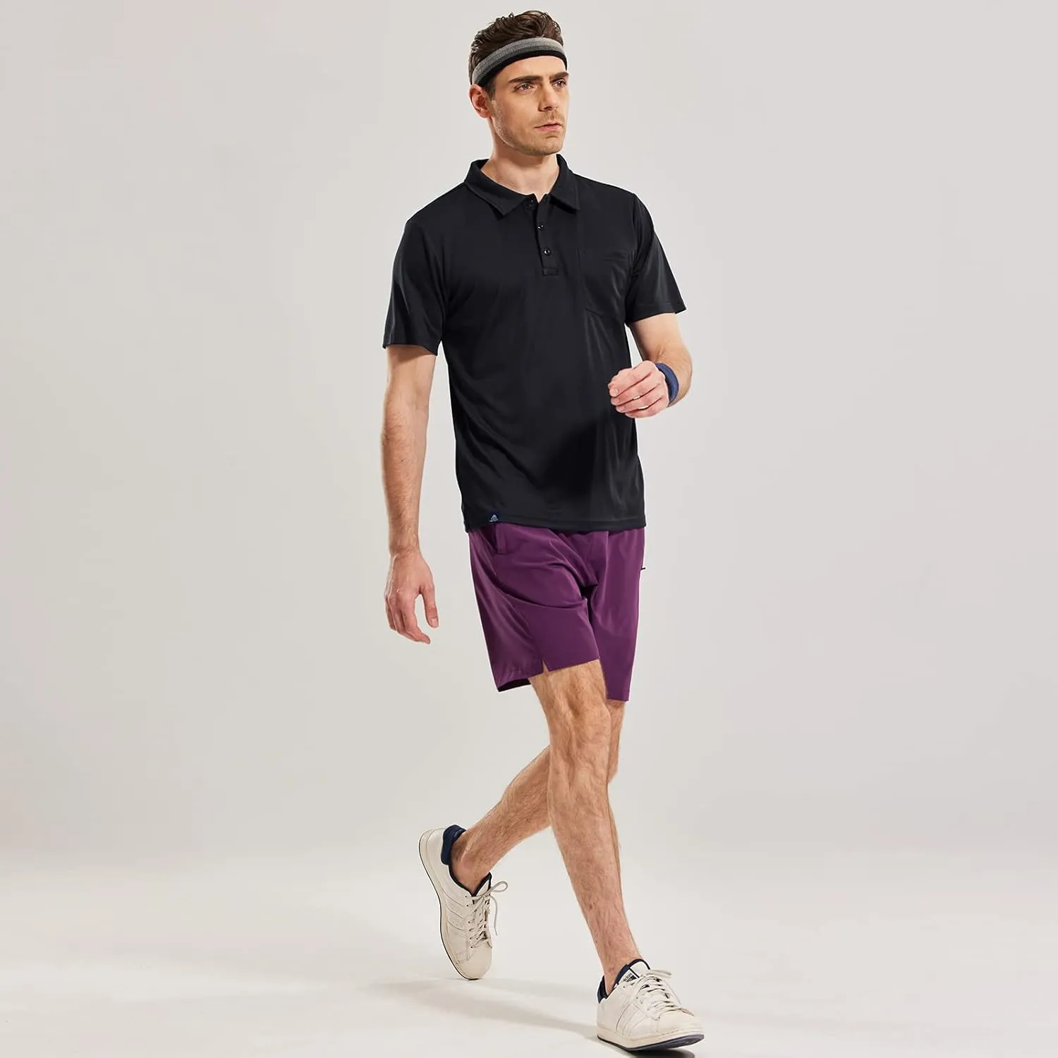 Haimont Men's Polo Shirts with Pocket Short Sleeve Quick Dry Moisture Wicking Golf Shirts Business Casual Work Polos