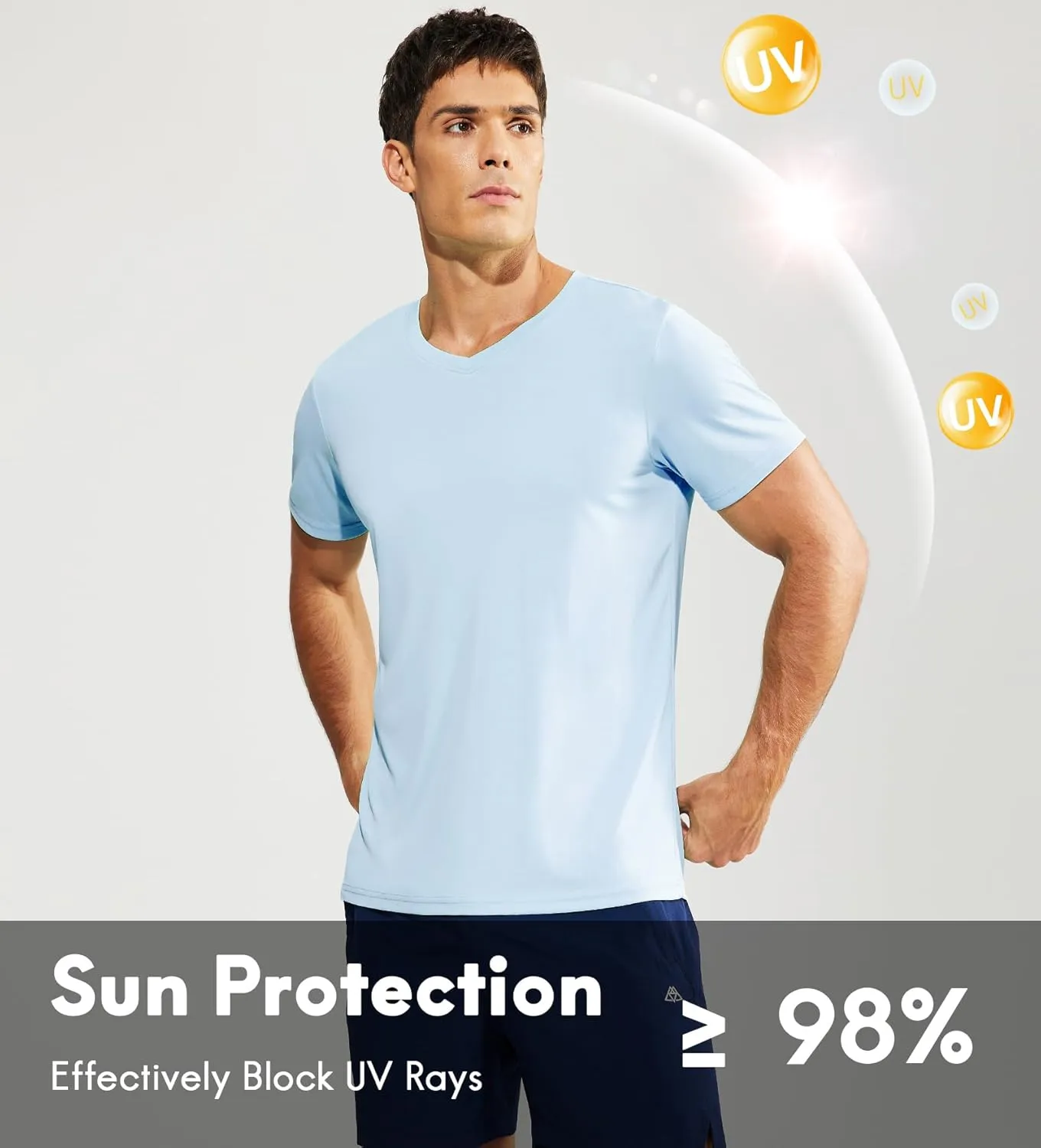 Haimont Men's V Neck Athletic T Shirts Lightweight Gym Workout Running Short Sleeve Tee Shirts Moisture Wicking UV Protection