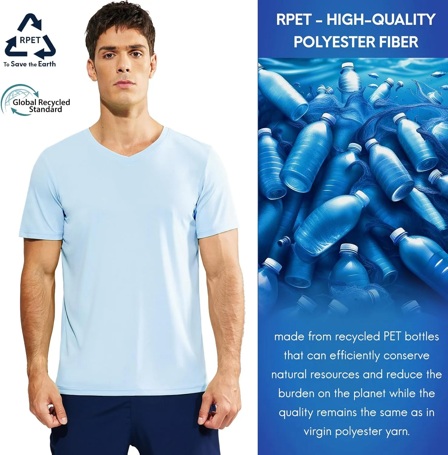 Haimont Men's V Neck Athletic T Shirts Lightweight Gym Workout Running Short Sleeve Tee Shirts Moisture Wicking UV Protection