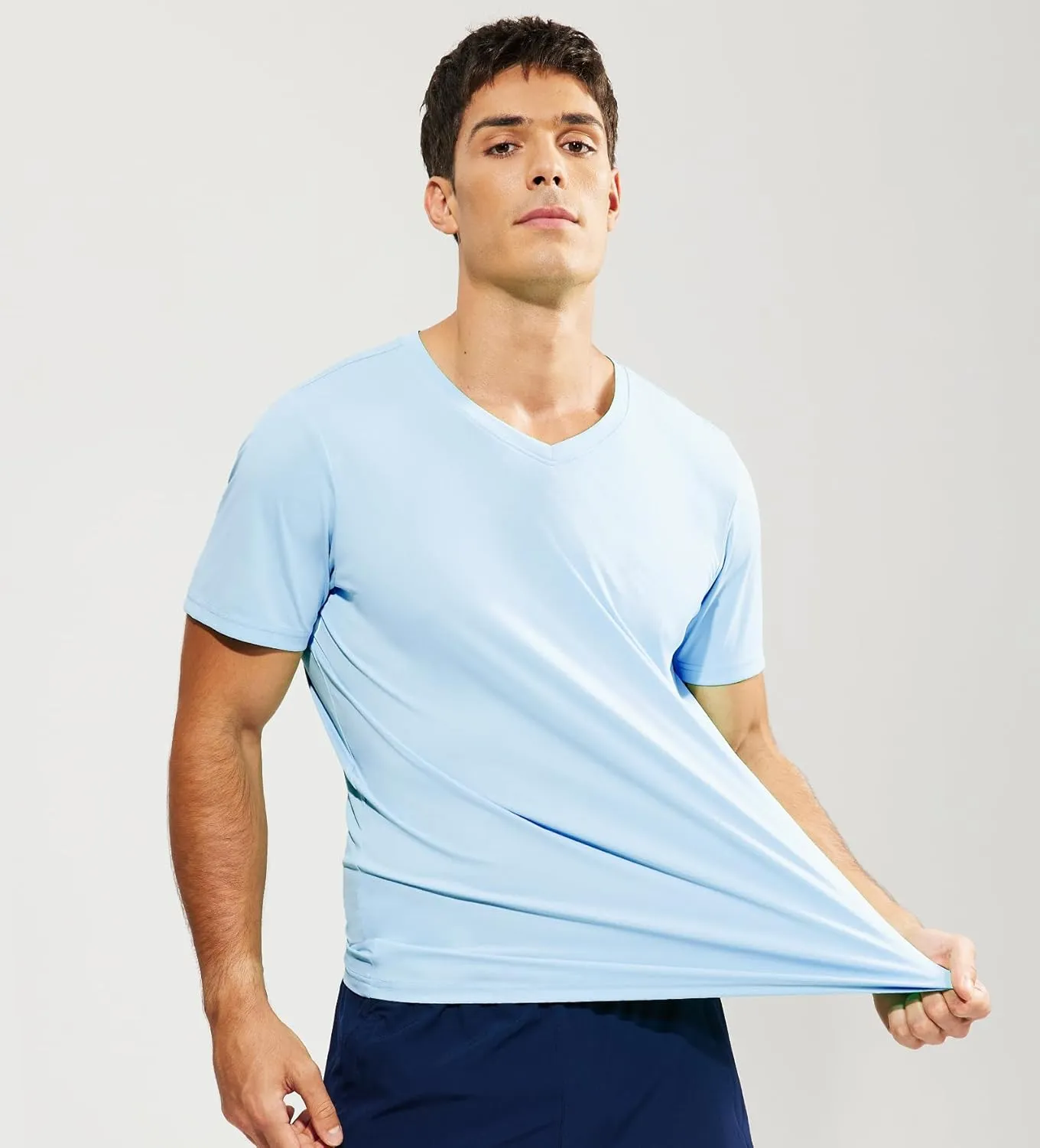 Haimont Men's V Neck Athletic T Shirts Lightweight Gym Workout Running Short Sleeve Tee Shirts Moisture Wicking UV Protection