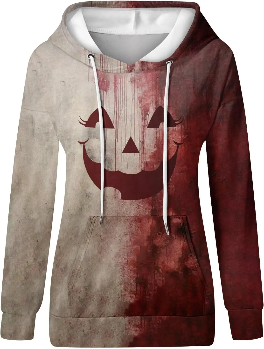 Halloween Costumes for Women 2024 Trendy Cute Pumpkin Graphic Hoodies with Pockets Pullover Sweatshirts Casual