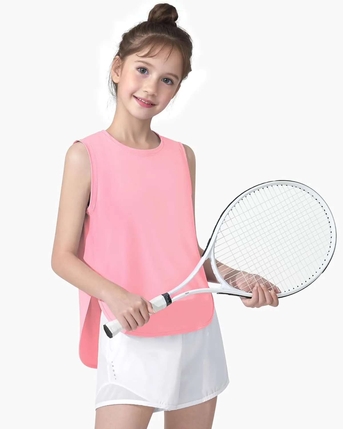 HASMES Girls Tank Tops Quick Dry Athletic Top Cute Sleeveless Shirts Dance Yoga Workout Tops