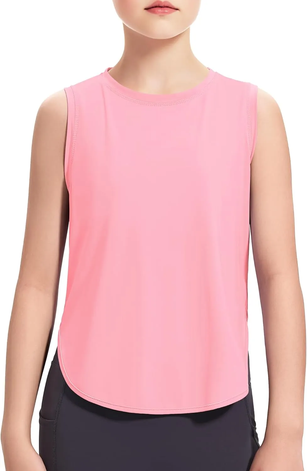 HASMES Girls Tank Tops Quick Dry Athletic Top Cute Sleeveless Shirts Dance Yoga Workout Tops