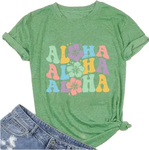 Hawaiian Shirts Women Hawaii Graphic Tees Summer Vacation Hawaiian Tshirt Vintage Hawaii Tropical Tops Outfits
