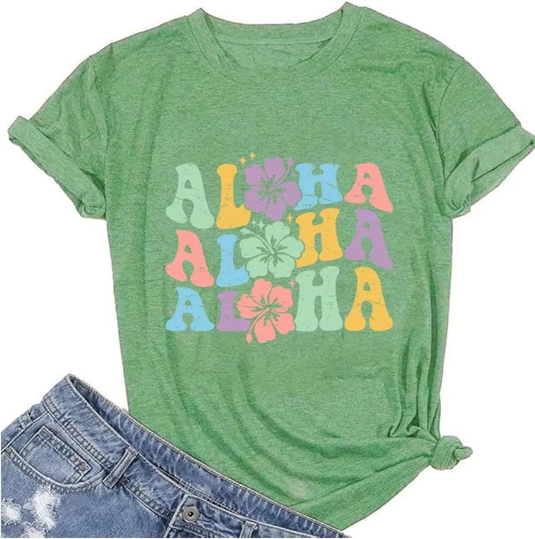 Hawaiian Shirts Women Hawaii Graphic Tees Summer Vacation Hawaiian Tshirt Vintage Hawaii Tropical Tops Outfits