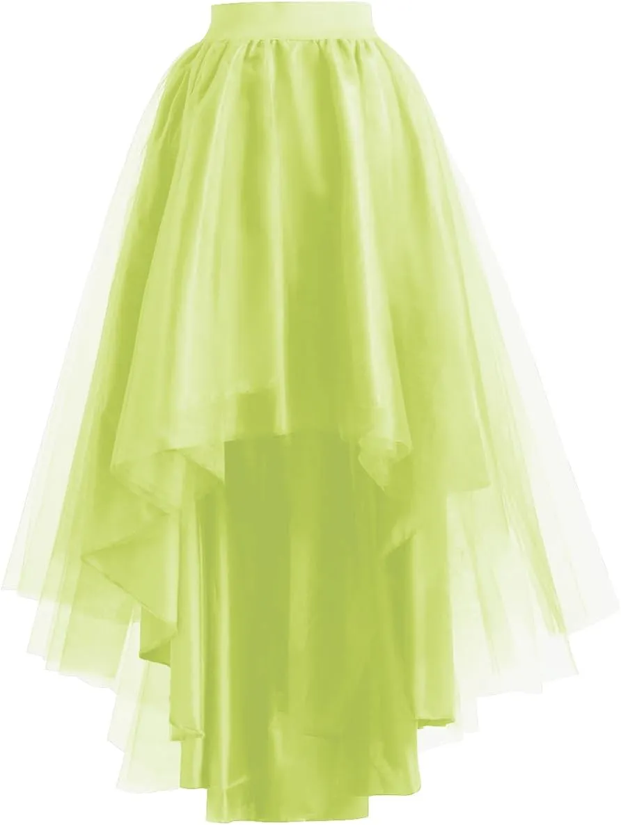 High Low Tulle Skirt for Women Lace up Wedding Party Prom Cocktail Mesh Long Tulle Skirt