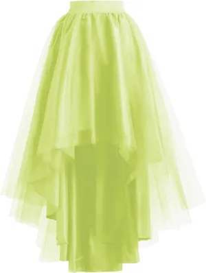High Low Tulle Skirt for Women Lace up Wedding Party Prom Cocktail Mesh Long Tulle Skirt