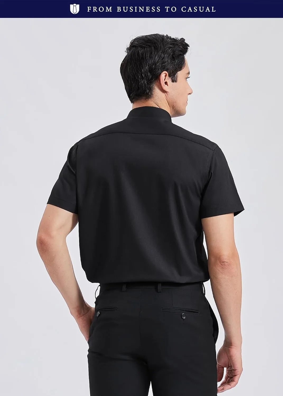 HISDERN Mens Short Sleeve Dress Shirts Solid Wrinkle Free Formal Summer Shirt Business Casual Stretch Button Down Shirts