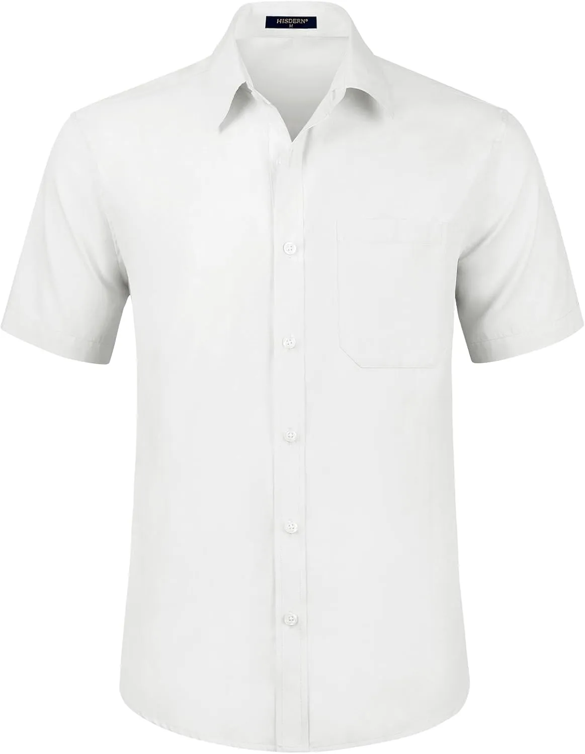 HISDERN Mens Short Sleeve Dress Shirts Solid Wrinkle Free Formal Summer Shirt Business Casual Stretch Button Down Shirts