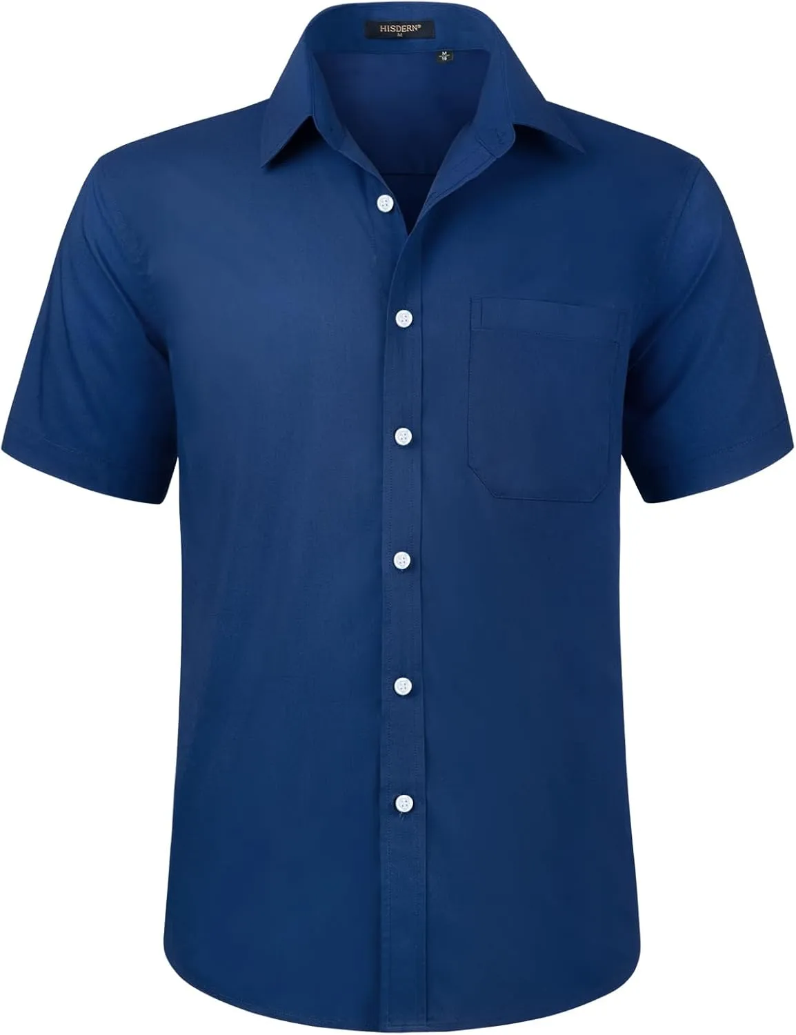 HISDERN Mens Short Sleeve Dress Shirts Solid Wrinkle Free Formal Summer Shirt Business Casual Stretch Button Down Shirts