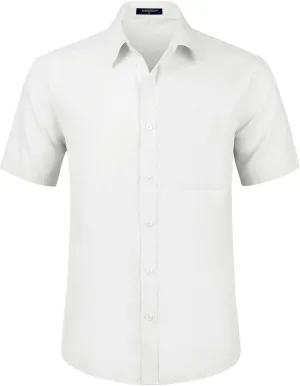 HISDERN Mens Short Sleeve Dress Shirts Solid Wrinkle Free Formal Summer Shirt Business Casual Stretch Button Down Shirts