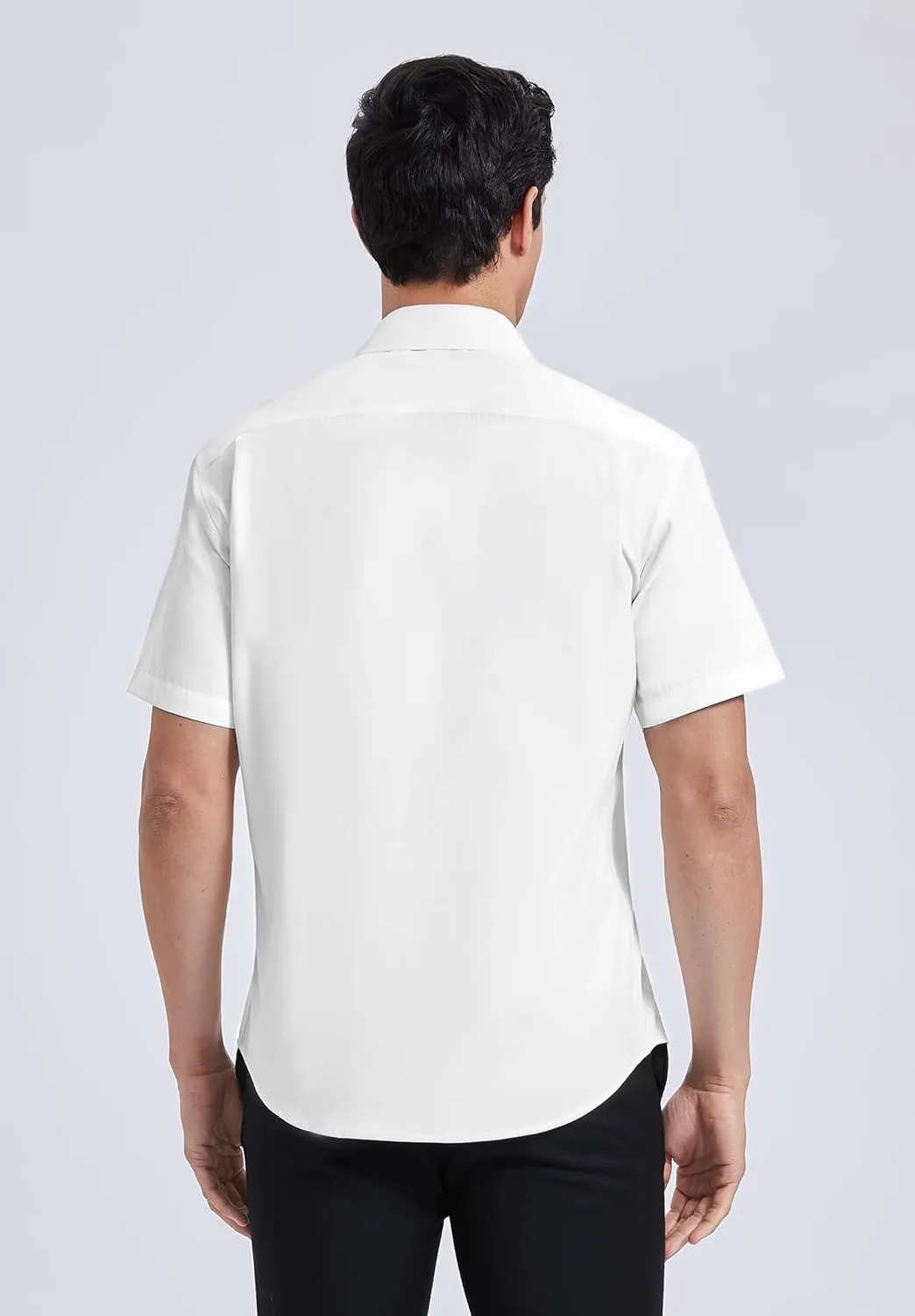HISDERN Mens Short Sleeve Dress Shirts Solid Wrinkle Free Formal Summer Shirt Business Casual Stretch Button Down Shirts