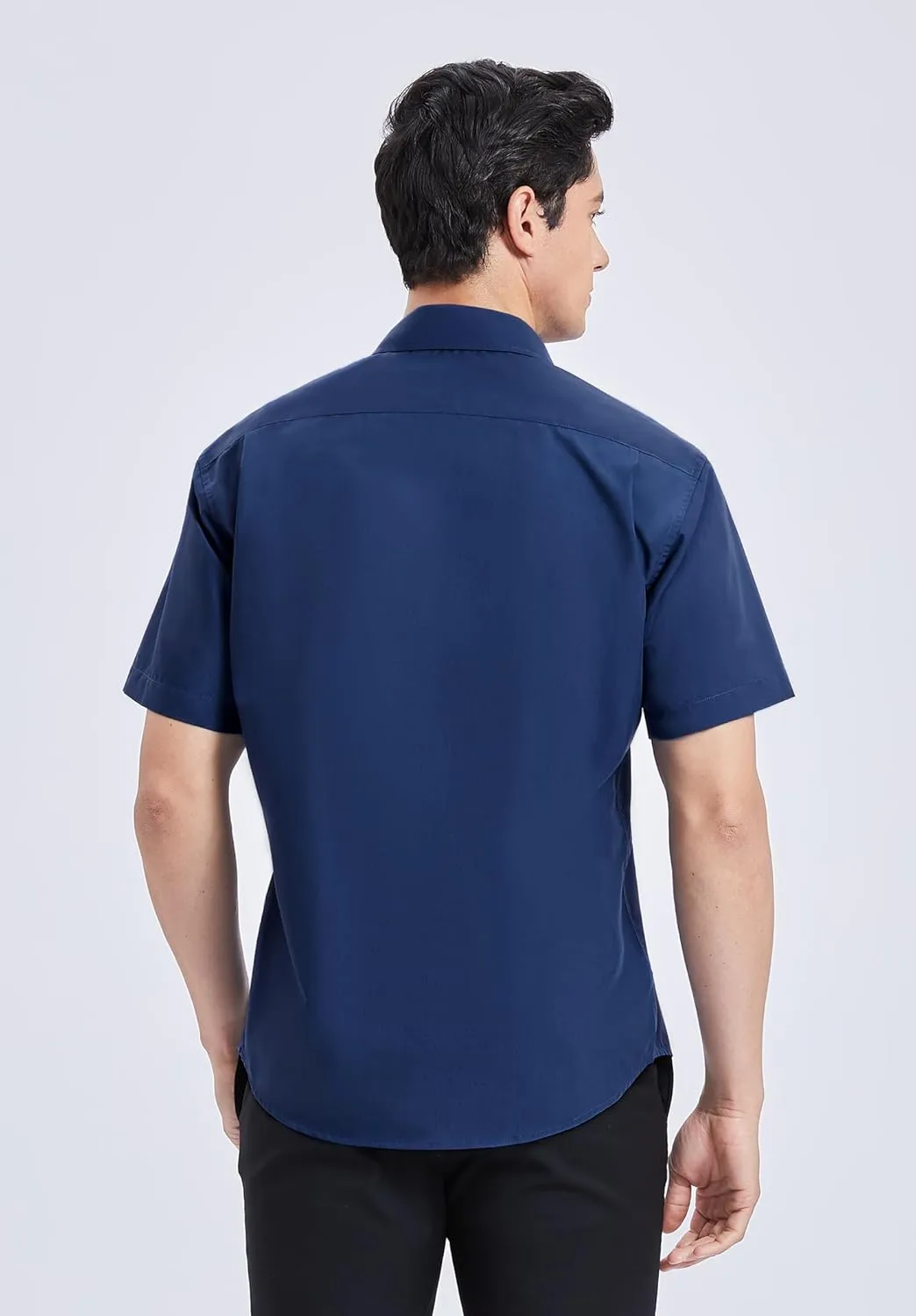 HISDERN Mens Short Sleeve Dress Shirts Solid Wrinkle Free Formal Summer Shirt Business Casual Stretch Button Down Shirts