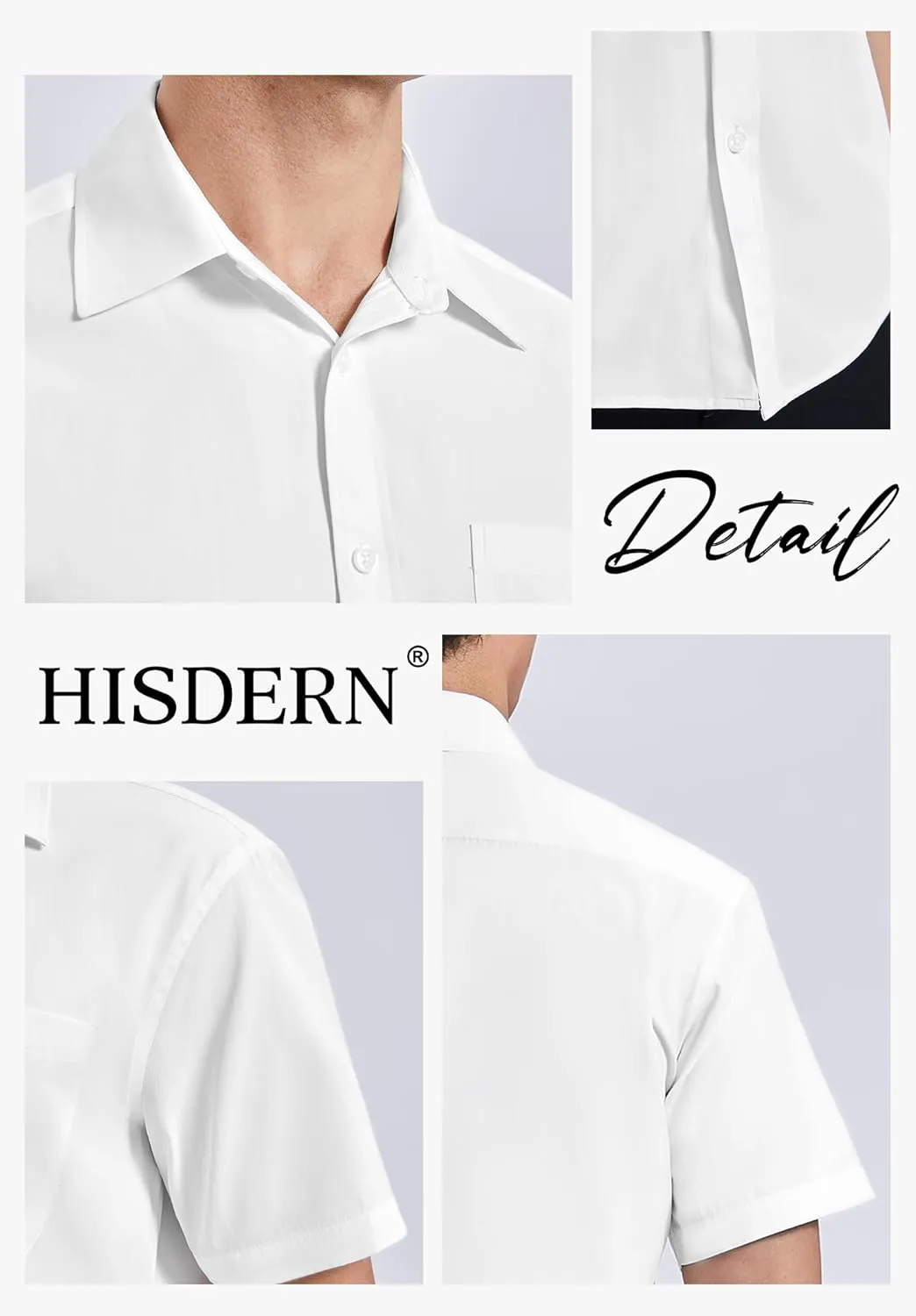 HISDERN Mens Short Sleeve Dress Shirts Solid Wrinkle Free Formal Summer Shirt Business Casual Stretch Button Down Shirts
