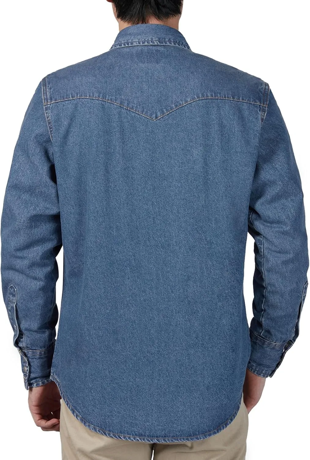 HISEA Men's Denim Shirt Long Sleeve Work Shirt Mens Regular Fit Button Down Shirts Cotton Work Shirts Washed Finish