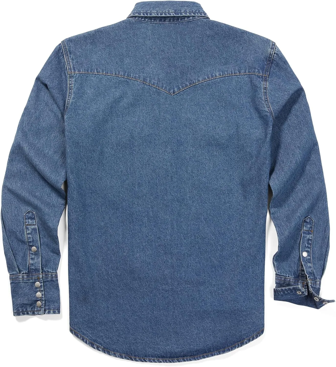 HISEA Men's Denim Shirt Long Sleeve Work Shirt Mens Regular Fit Button Down Shirts Cotton Work Shirts Washed Finish