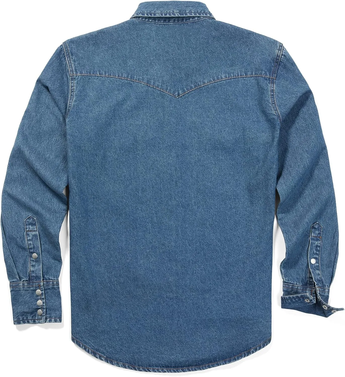 HISEA Men's Denim Shirt Long Sleeve Work Shirt Mens Regular Fit Button Down Shirts Cotton Work Shirts Washed Finish