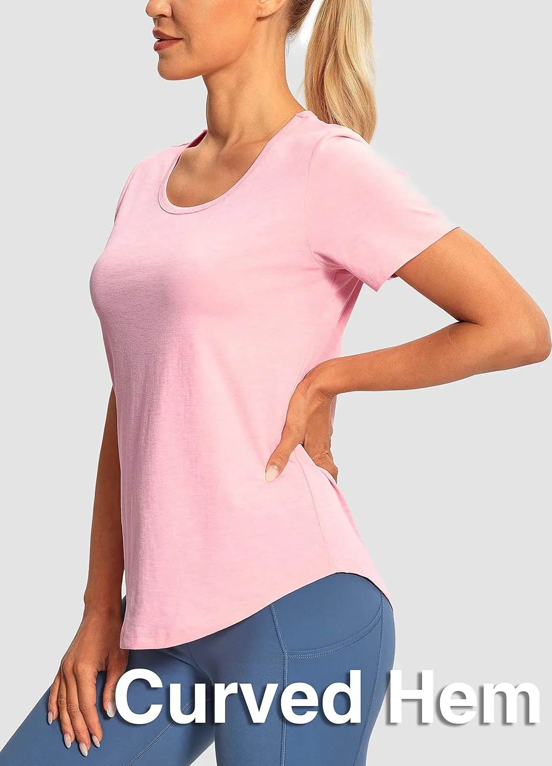 Hiverlay Workout Shirts for Women Short Sleeve Scoop Neck Tops Athletic Quick Dry Gym T-Shirts Yoga Running Tee