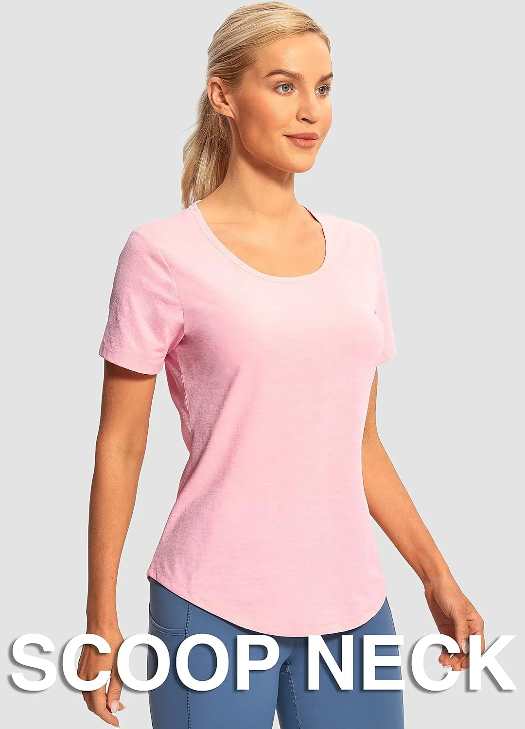 Hiverlay Workout Shirts for Women Short Sleeve Scoop Neck Tops Athletic Quick Dry Gym T-Shirts Yoga Running Tee