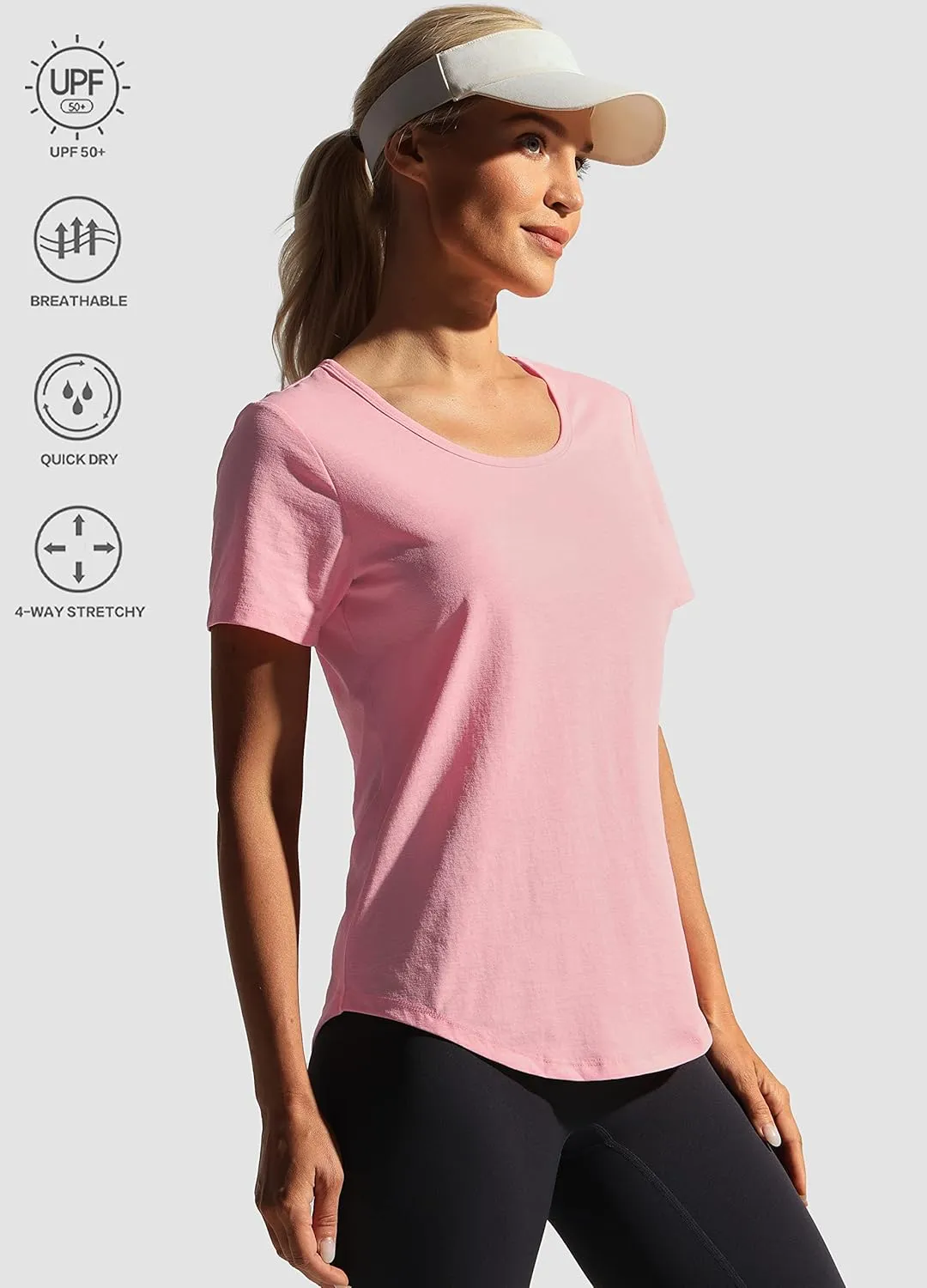 Hiverlay Workout Shirts for Women Short Sleeve Scoop Neck Tops Athletic Quick Dry Gym T-Shirts Yoga Running Tee