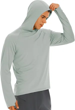 HODOSPORTS Mens UPF 50  Rash Guard Long Sleeve Swim Shirts Sun Protection Hoodie Shirt UV SPF Quick Dry T-Shirts