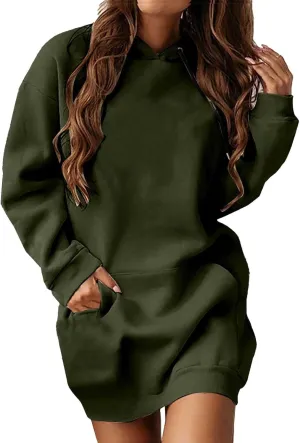Hoodie Dress for Women Oversized Hoodies for Women Plus Size Casual Crewneck Long Sleeve Pullover with Pockets