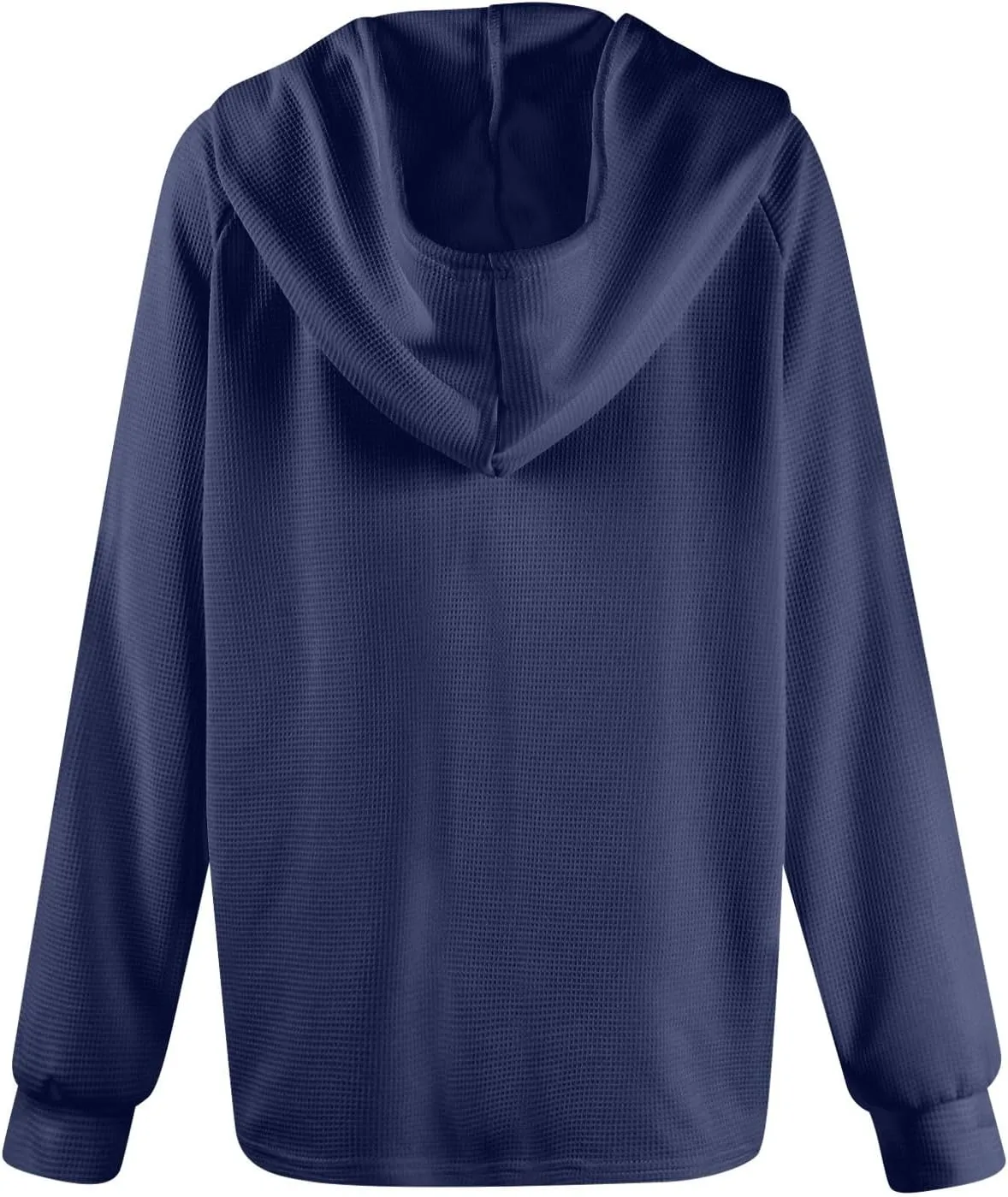 Hoodies for Women Button V Neck Waffle Knit Tops Raglan Long Sleeve Shirts Fall Casual Comfy Pullover Sweatshirt