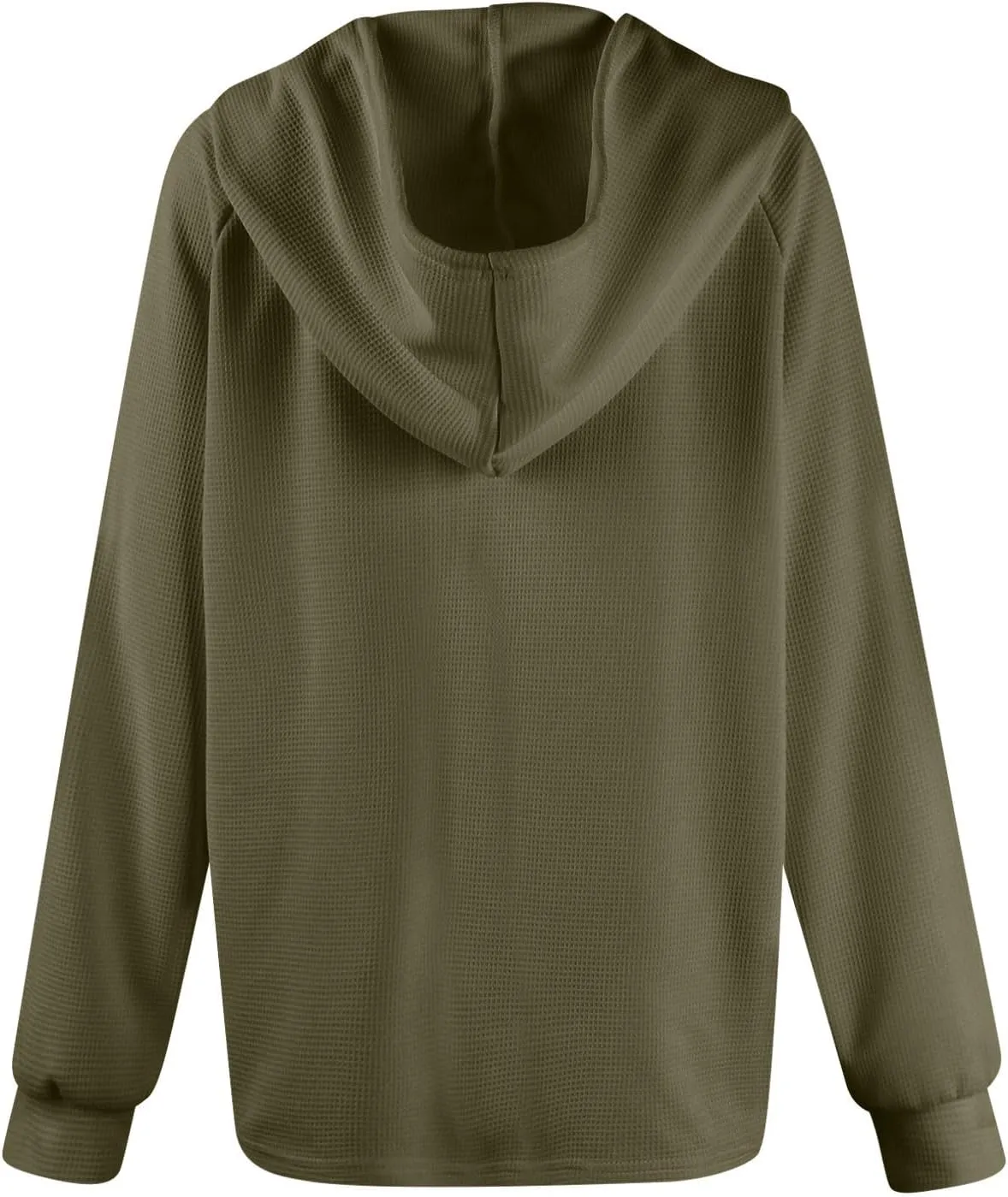 Hoodies for Women Button V Neck Waffle Knit Tops Raglan Long Sleeve Shirts Fall Casual Comfy Pullover Sweatshirt